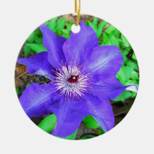 Purple Clematis Flower Ceramic Ornament