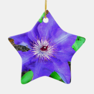 Purple Clematis Flower Ceramic Ornament
