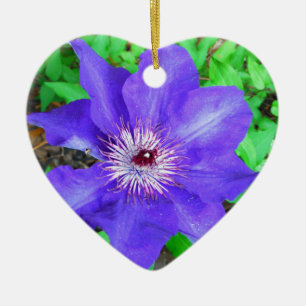 Purple Clematis Flower Ceramic Tree Decoration