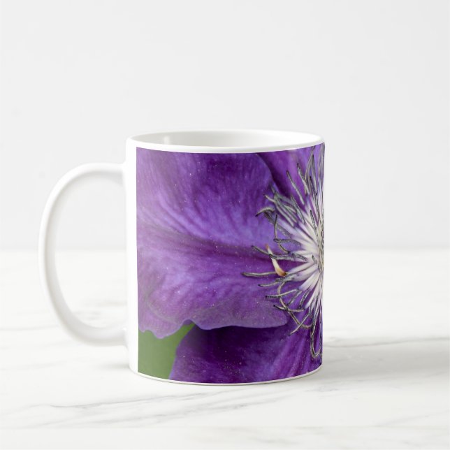 Purple clematis flower coffee mug (Left)