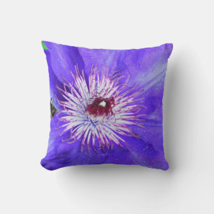 Purple Clematis Flower Cushion