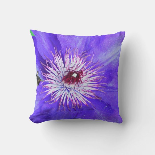 Purple Clematis Flower Cushion (Front)