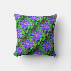 Purple Clematis Flower Cushion
