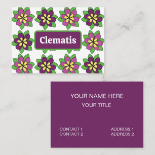 Purple Clematis Flower Florist Business Card