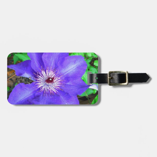 Purple Clematis Flower Luggage Tag (Front Horizontal)