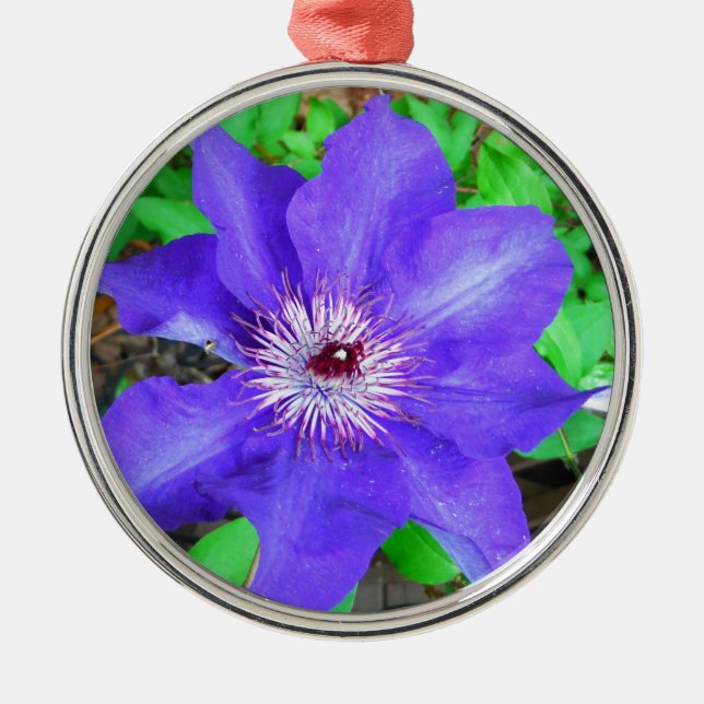 Purple Clematis Flower Metal Ornament (Front)
