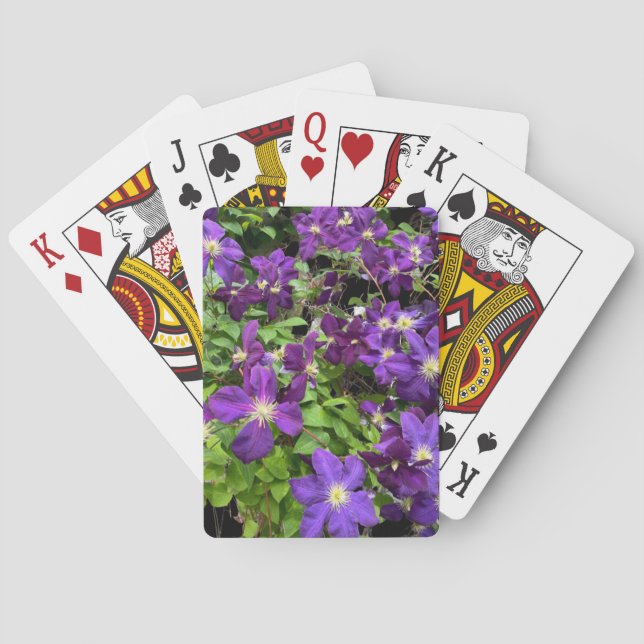 Purple Clematis Flower Photograph Playing Cards (Back)