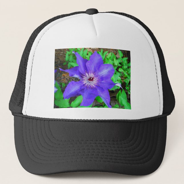 Purple Clematis Flower Trucker Hat (Front)