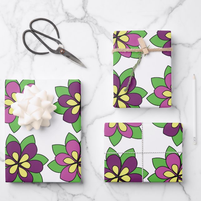 Purple Clematis Flower Wrapping Paper Sheet (Front)