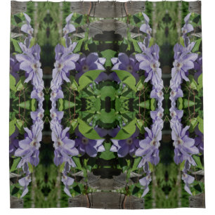 Purple Clematis Flowers Mirror Abstract     Shower Curtain