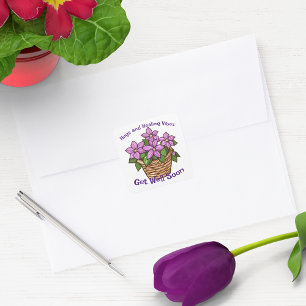 Purple Clematis Get Well Soon Square Sticker
