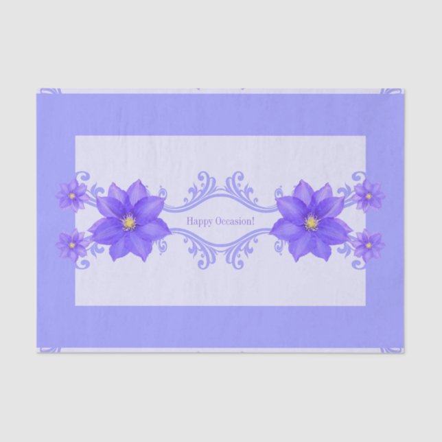 Purple Clematis Happy Occasion Gift Tissue Paper (Front)