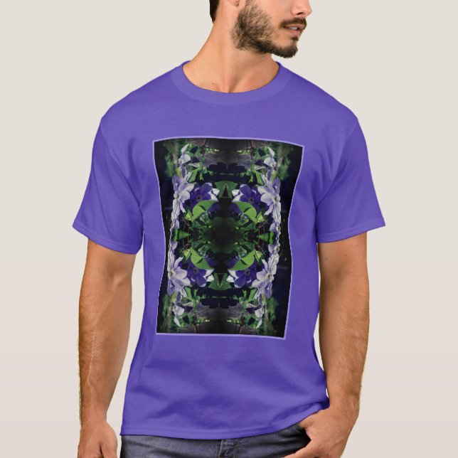 Purple Clematis On Fence In Sunlight Abstract T-Shirt (Front)