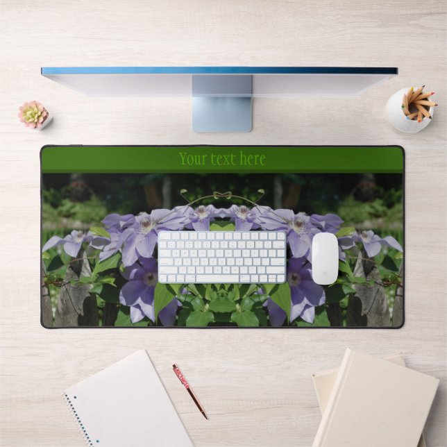 Purple Clematis On Fence Personalised Desk Mat (Office 1)
