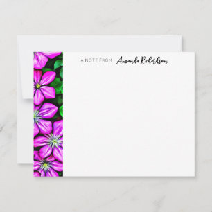 Purple Clematis Painterly Flat Note Card