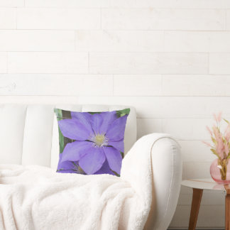 Purple Clematis Summer Floral Cushion