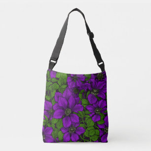 Purple Clematis vine Crossbody Bag