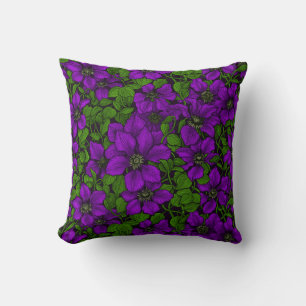 Purple Clematis vine Cushion