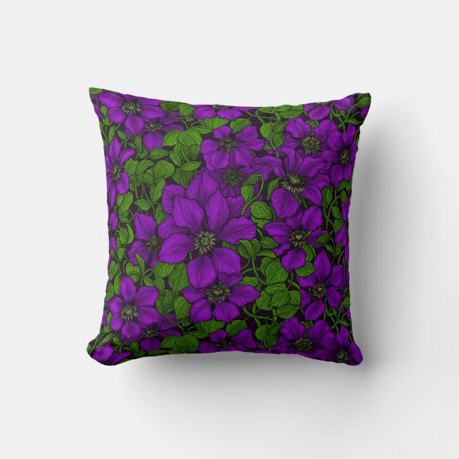 Purple Clematis vine Cushion (Front)