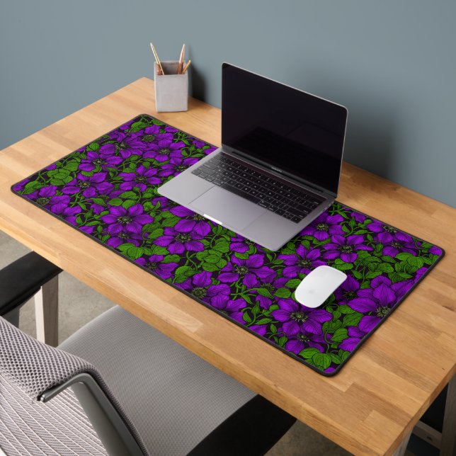 Purple Clematis vine Desk Mat (Office 2)