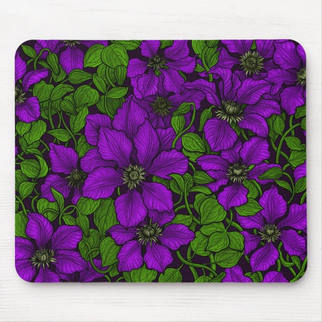 Purple Clematis vine Mouse Pad (Front)
