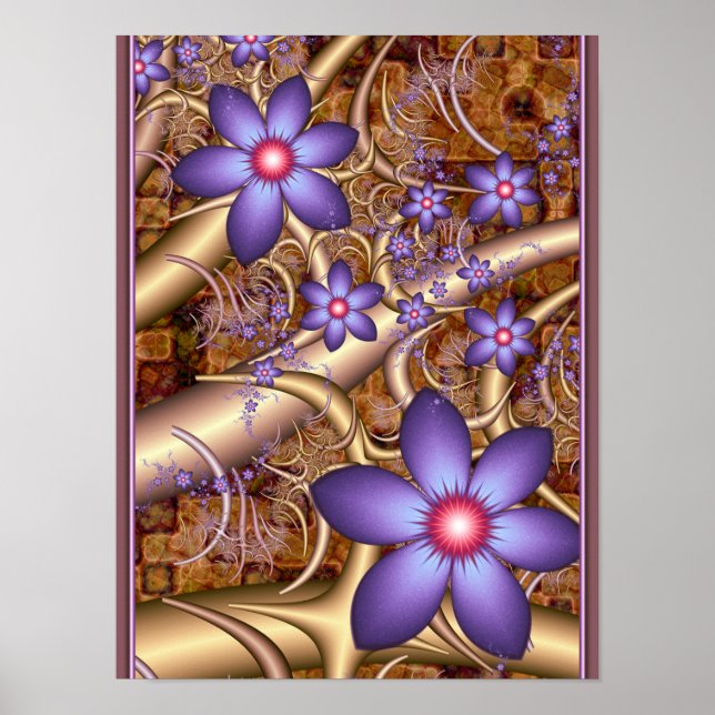 Purple Climbing Flowers Poster (Front)
