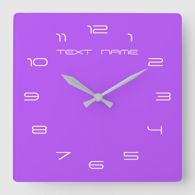 Purple Clock Personalised Custom Text and Colour (Front)