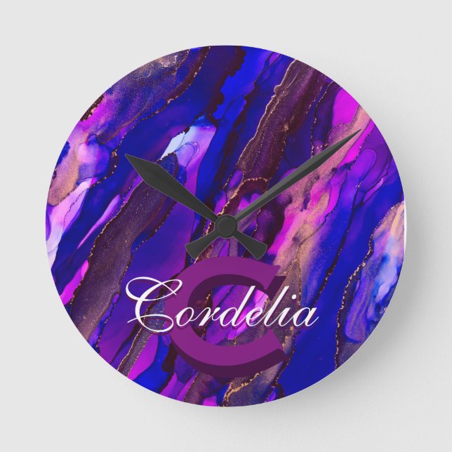 Purple Clouds cape with Copper Round Clock (Front)