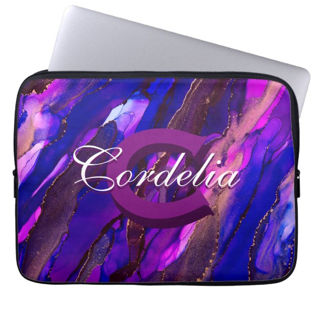 Purple Cloudscape Alcohol Ink  Laptop Sleeve (Front)