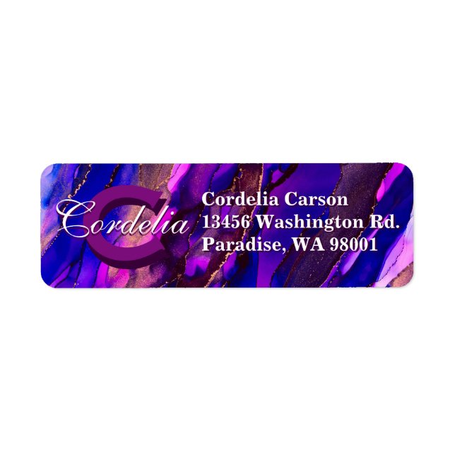 Purple Cloudscape with Copper Return Address Label (Front)