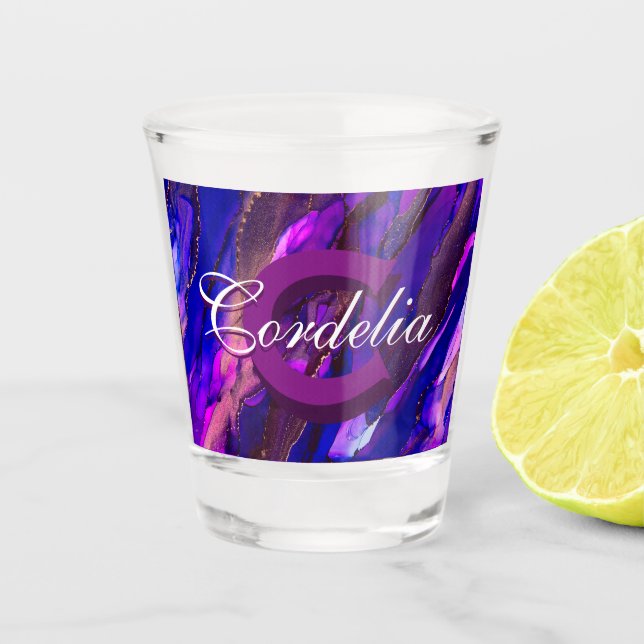 Purple Cloudscape with Copper Shot Glass (Front)
