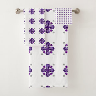 Purple Clover Bath Towel Set