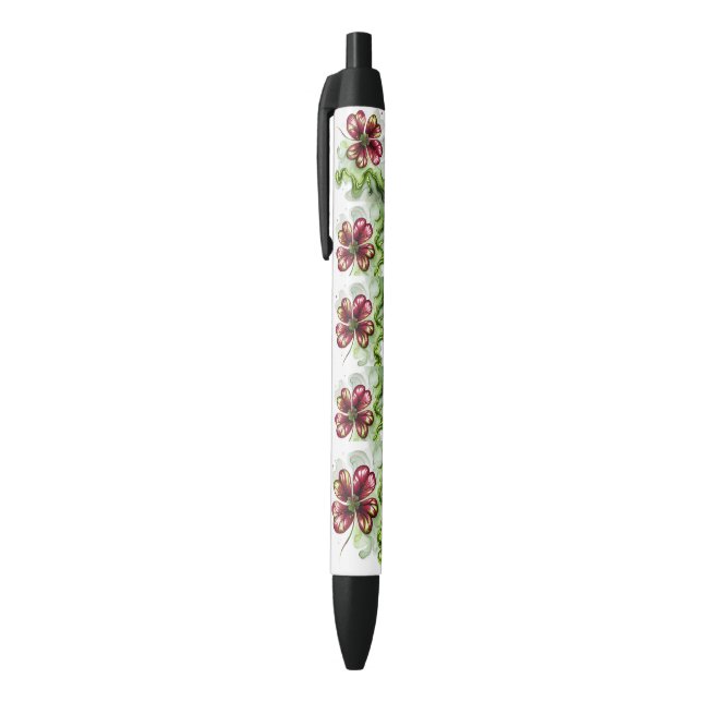 PURPLE CLOVER BLOOM BLACK INK PEN (Top (Vertical))