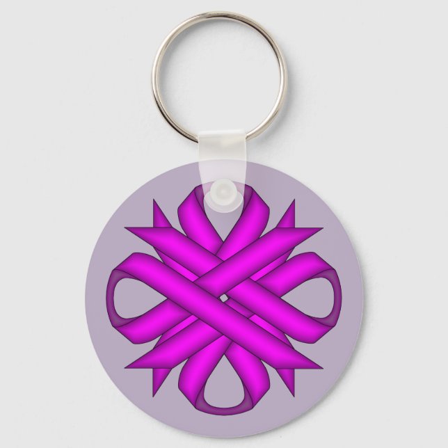 Purple Clover Ribbon by Kenneth Yoncich Key Ring (Front)