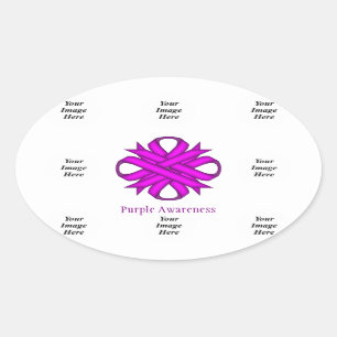 Purple Clover Ribbon Template by Kenneth Yoncich Oval Sticker