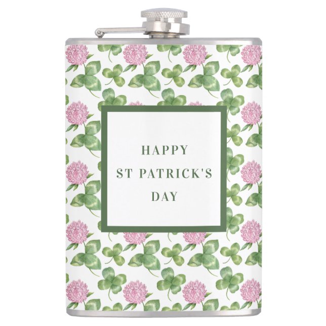 Purple Clover | St Patrick's Day Hip Flask (Front)