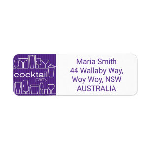 Purple cocktail party return address label