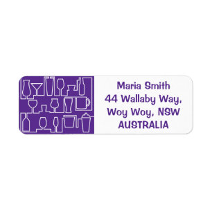 Purple cocktail party return address label