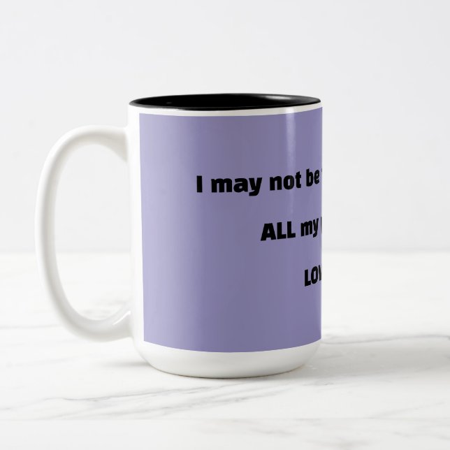 Purple COFFEE HUMOR Two-Tone Coffee Mug (Left)