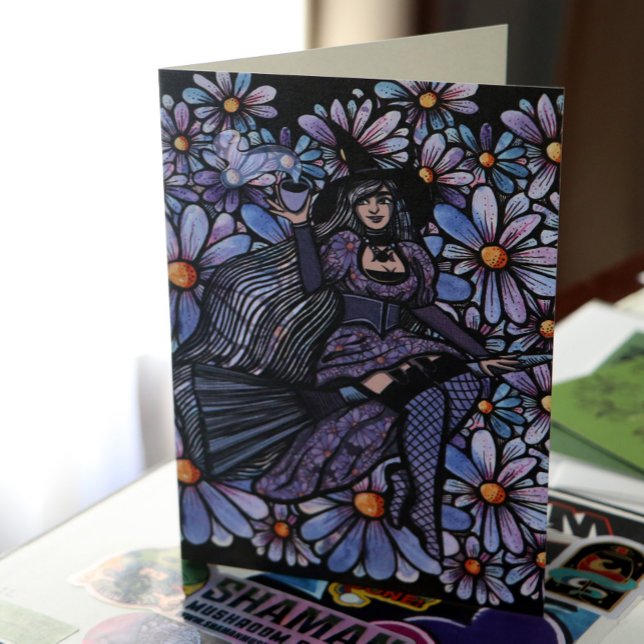 Purple Coffee Witch Daisy Art                      Card (Creator Uploaded)