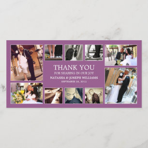 PURPLE COLLAGE   WEDDING THANK YOU CARD