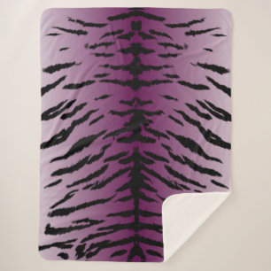 Purple-colored tiger-style sherpa blanket