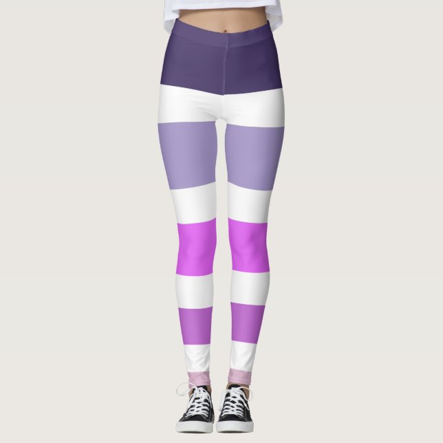 Purple Colour Blocks Leggings (Front)