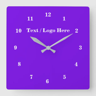 Purple Colour - Customisable - Add Your Text / Log Square Wall Clock
