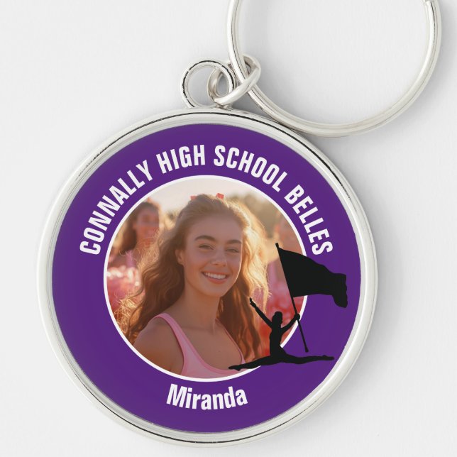 Purple Colour Guard Photo High School Dancer Key Ring (Front)