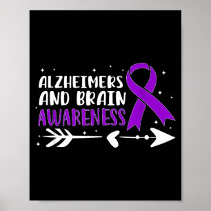 Purple Colour Ribbon Alzheimers and Brain Awarenes Poster