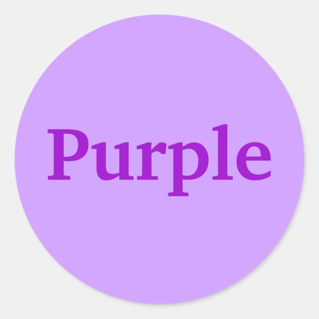 Purple Colour Word on Lavender Stickers (Front)