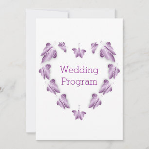 Purple Coloured Butterflies Design Wedding Program