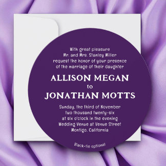 Purple Colourful Contemporary Wedding Invitation