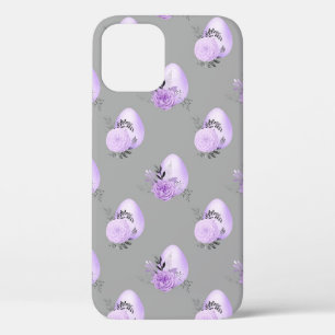 Purple Colourful Flower Botanical Easter Egg Style iPhone 12 Case
